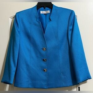 NWT TAHARI Arthur S Levine Women’s Blue Textured Jacket Chrome Buttons 8
